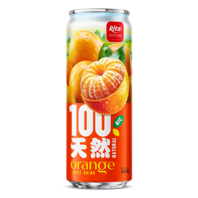 Bebida de zumo de naranja 100% natural, lata elegante de 325 ml