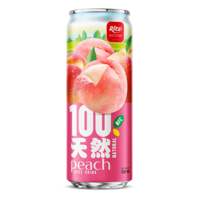 Bebida de jugo de durazno 100% natural, lata elegante de 325 ml