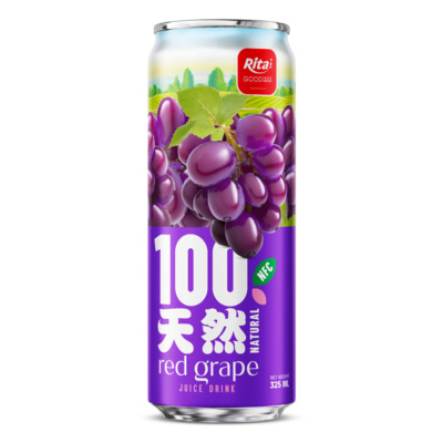 Bebida de jugo de uva roja 100% natural, lata elegante de 325 ml