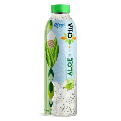 Bebida Rita de aloe vera con semillas de chía, sabor original, 500 ml (16.9 fl oz), botella de PET