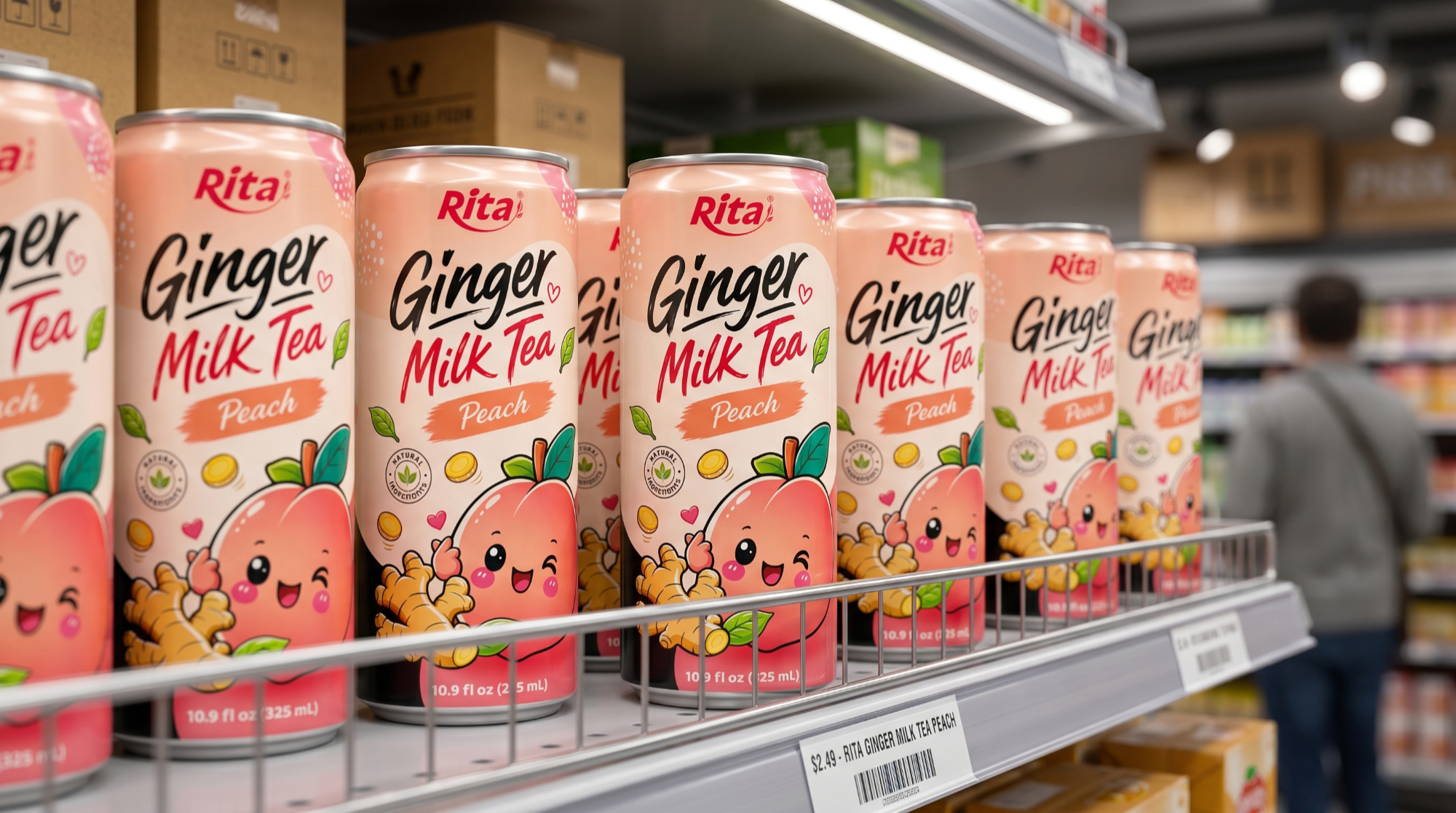 Ready-to-Drink Ginger Milk Tea with Peach Flavor 10.9 fl oz(325ml) Poster 1