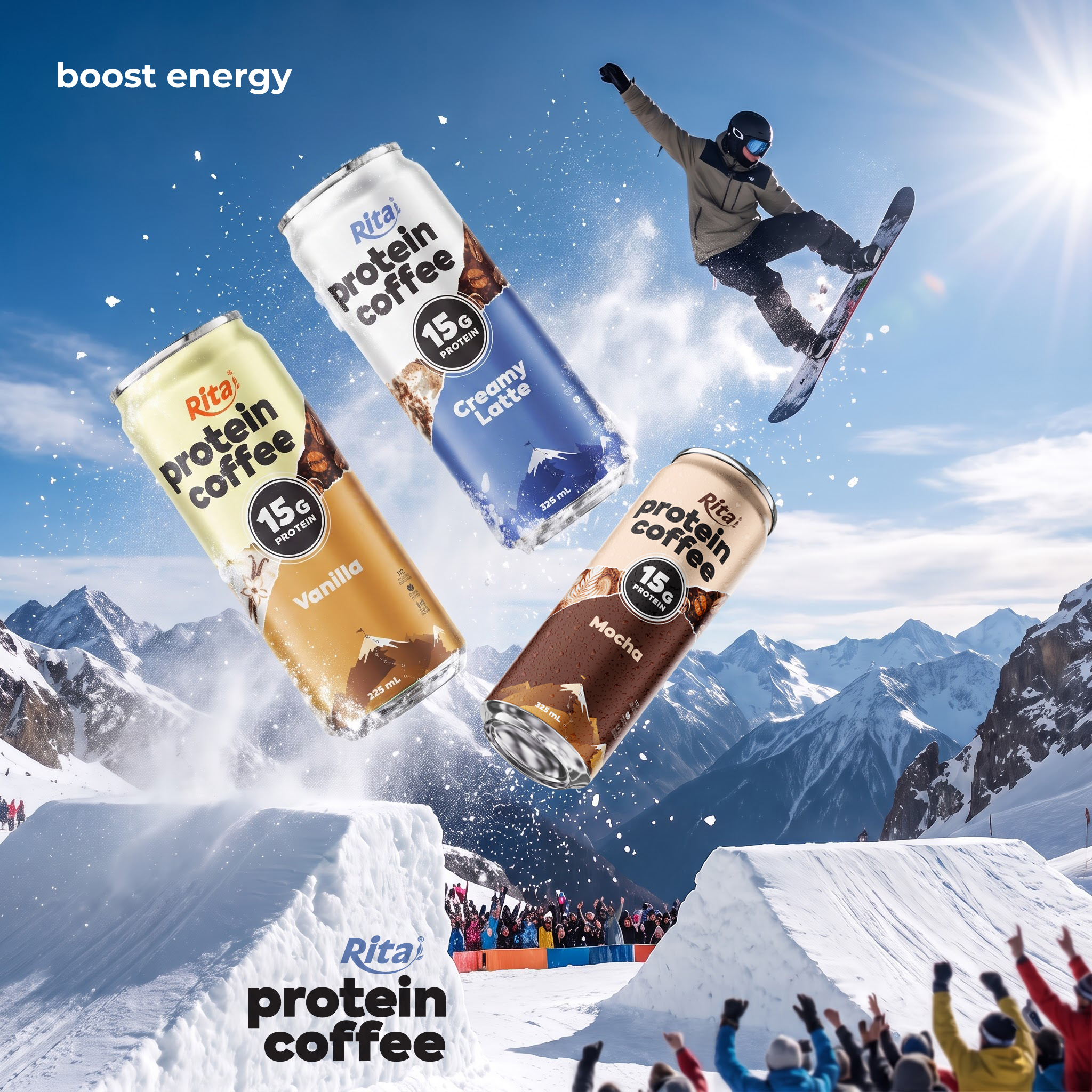 Rita Protein Coffee 15g – Ready-to-Drink High Protein Coffee Creamy Latte 325ml Can Poster 1