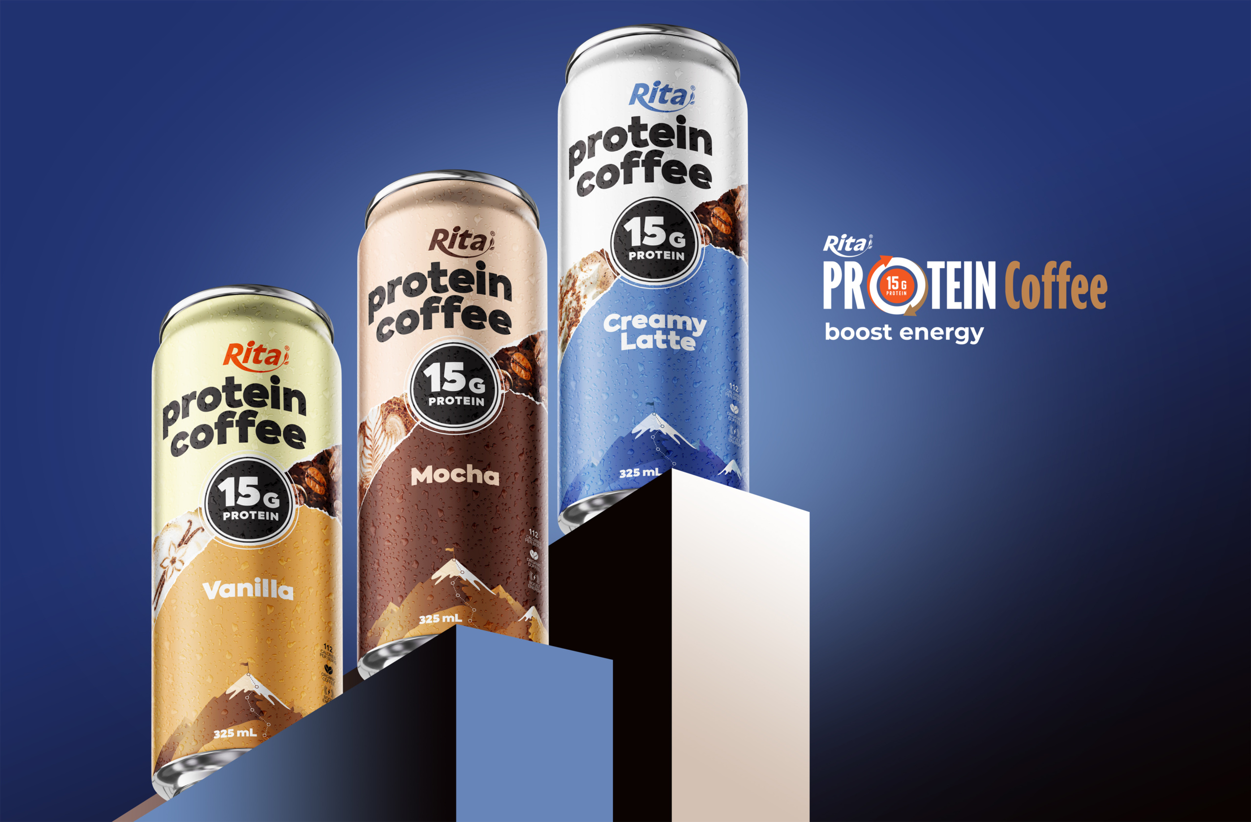Rita Protein Coffee 15g – Ready-to-Drink High Protein Coffee Creamy Latte 325ml Can Poster 2