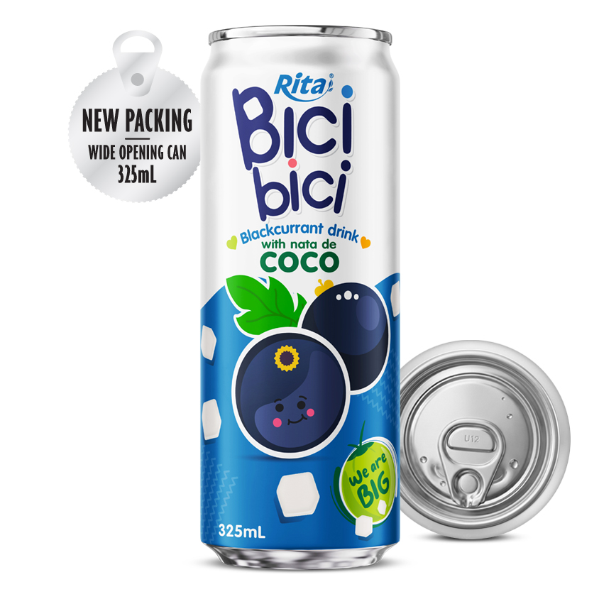 Bici Bici 325 ml Bebida de grosella negra con nata de coco (lata de boca ancha)