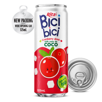 Bici Bici 325ml - Bebida de arándano rojo con nata de coco (lata de boca ancha)