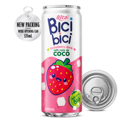 Bebida Bici Bici de fresa con nata de coco de 325 ml (lata de boca ancha)