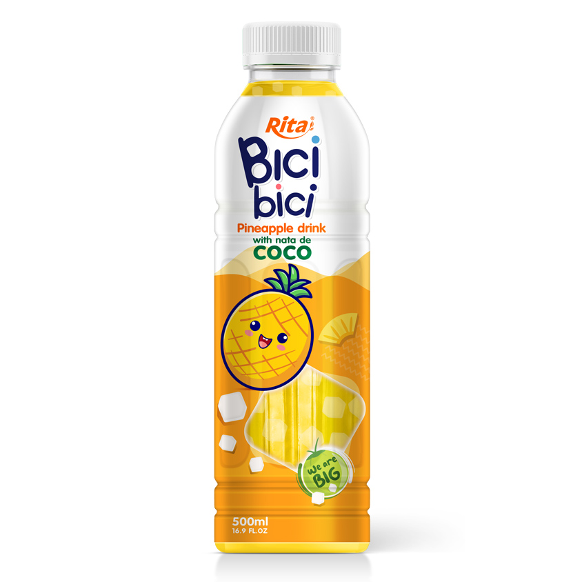Bebida de piña Rita New Bici Bici con nata de coco (500 ml y botella PET de 1 l)