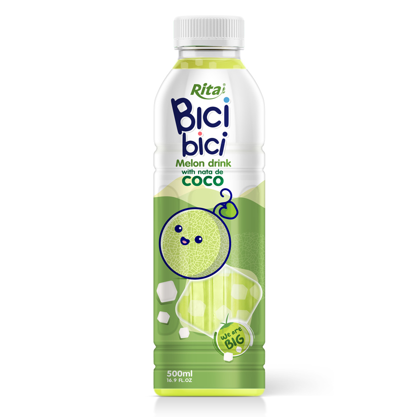 Bebida de melón Rita New Bici Bici con nata de coco (500 ml y botella PET de 1 l)