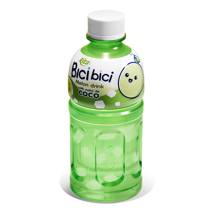 Bebida de melón Rita Bici Bici con nata de coco, botella PET de 320 ml