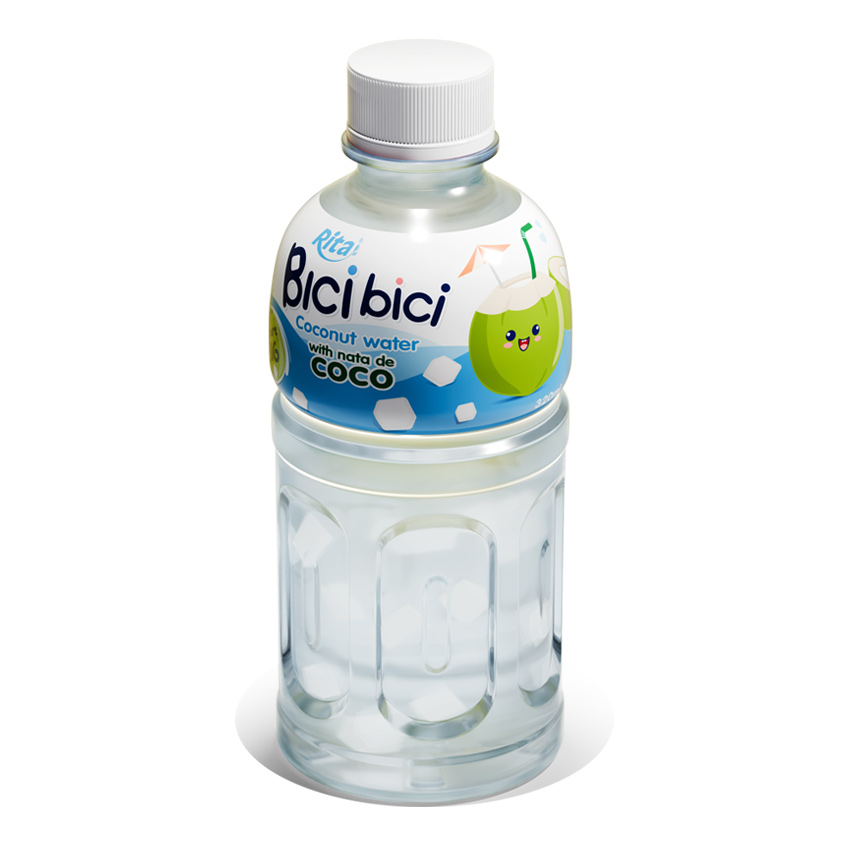 Agua de coco Rita Bici Bici con nata de coco, botella PET de 320 ml