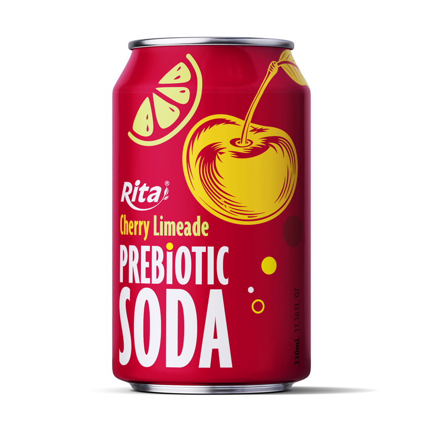 Refresco Prebiótico de Cereza y Limonada de Lima 330 ml en Lata Corta