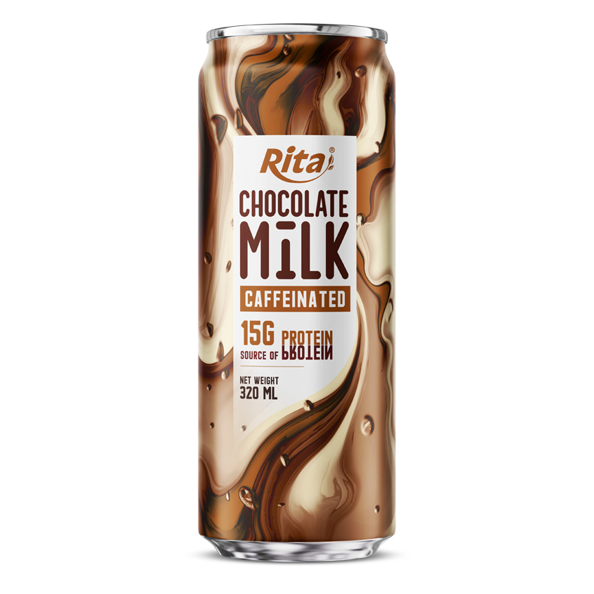 Leche con chocolate con cafeína, 15 g de proteína, lata de 320 ml