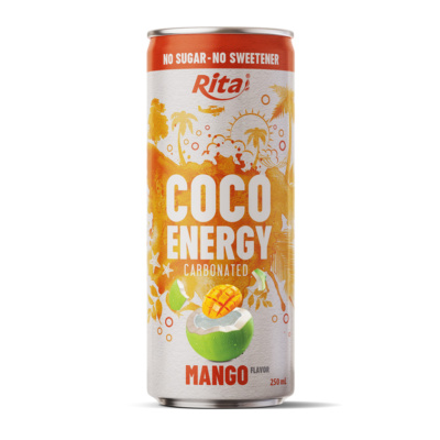 Bebida carbonatada Coco Energy sabor mango lata de 250 ml