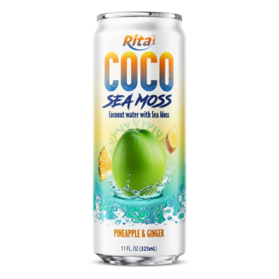 Agua de Coco con Musgo Marino y Sabor a Piña y Jengibre 325ml Lata Elegante