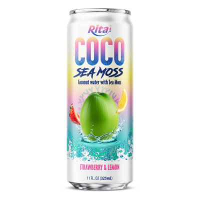 Agua de coco con musgo marino sabor fresa y limón 325 ml (lata)