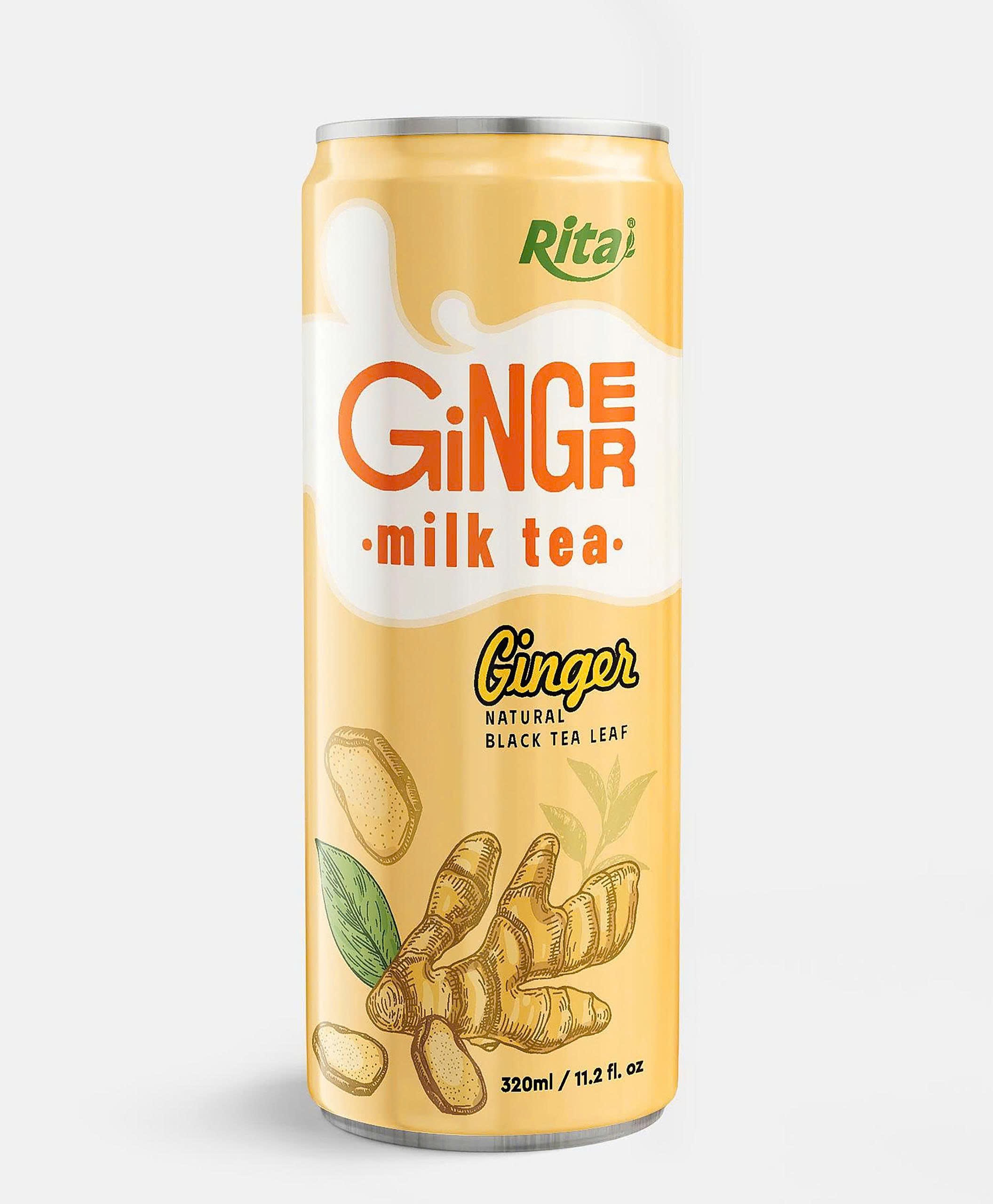 Rita Ginger Milk Tea: Té Negro Natural en Lata Sleek de 320ml
