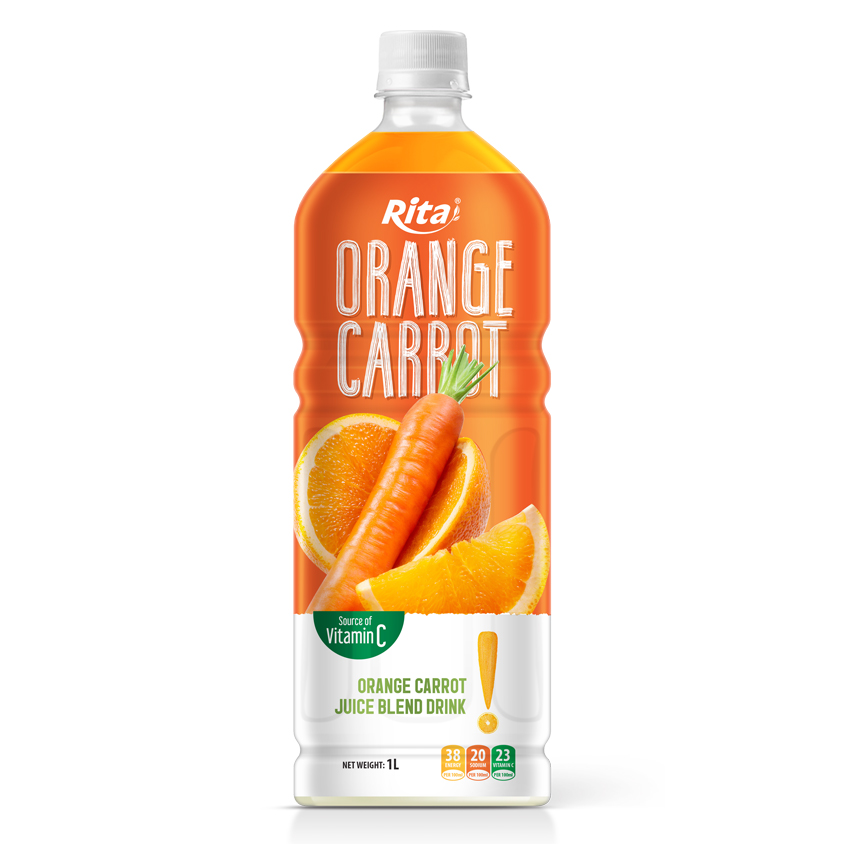 Bebida de jugo de zanahoria y naranja Rita, botella PET de 1L