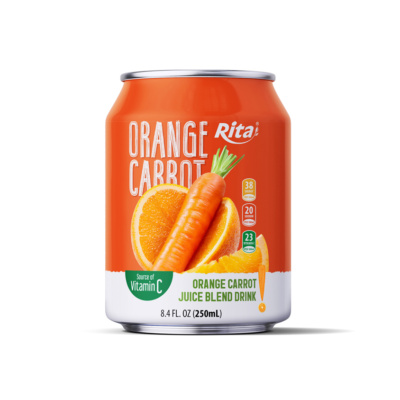 Zumo de naranja y zanahoria, refrescante y sabroso, lata pequeña de 250 ml