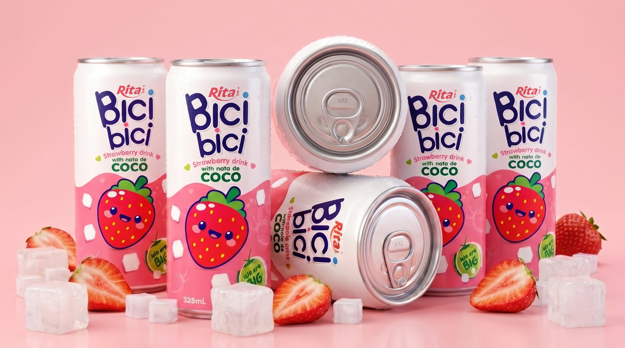 Bici Bici 325ml Strawberry drink with nata de Coco ( wide opening can) Poster 1
