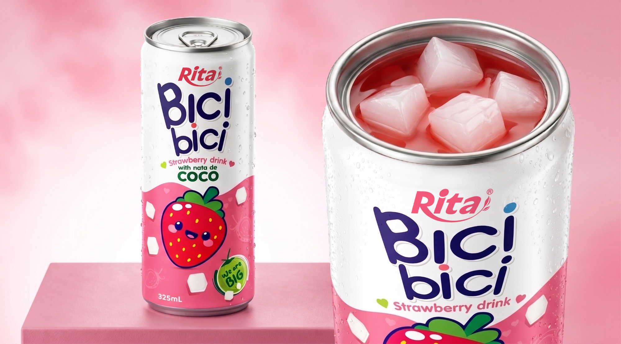 Bici Bici 325ml Strawberry drink with nata de Coco ( wide opening can) Poster 2