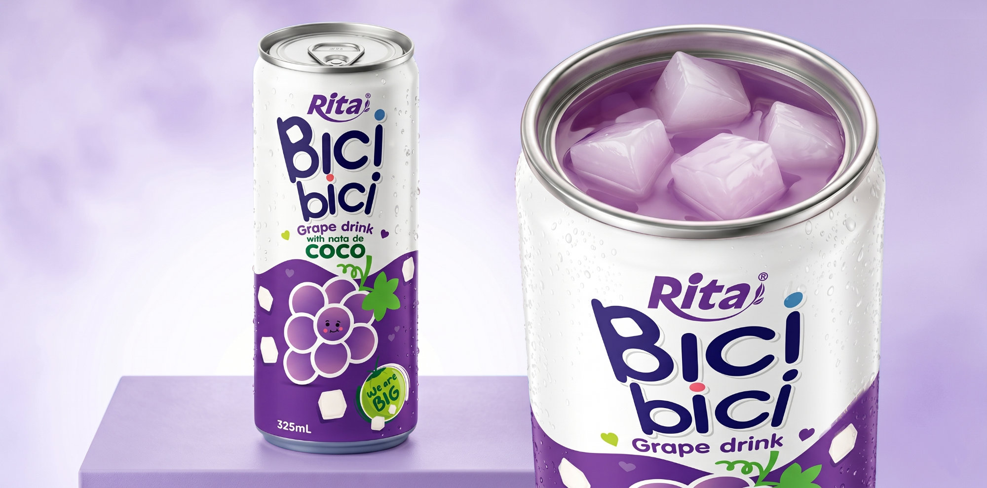 Bici Bici 325ml Grape drink with nata de Coco ( wide opening can) Poster 2