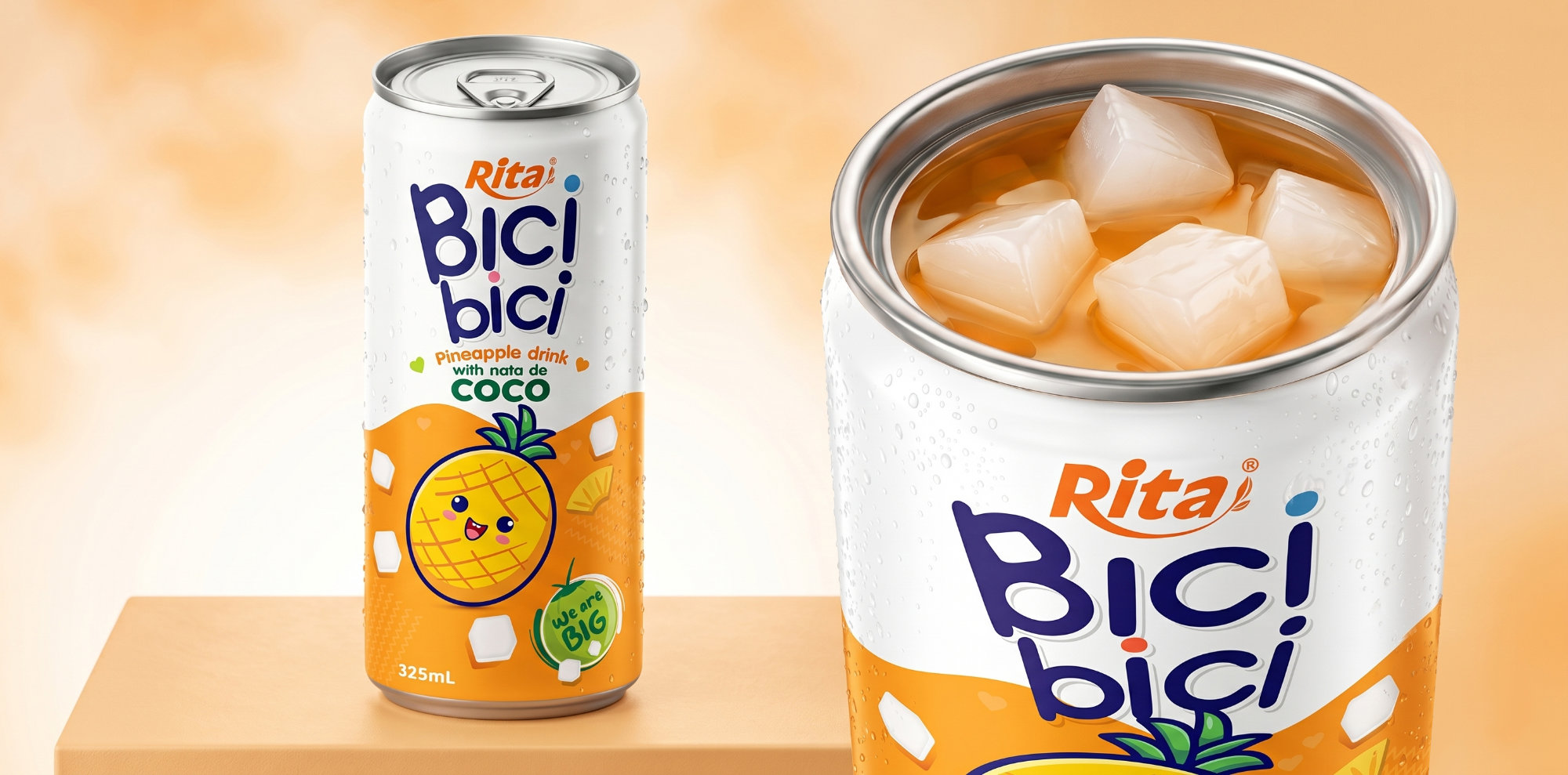 Bici Bici 325ml Pineapple drink with nata de Coco ( wide opening can) Poster 1