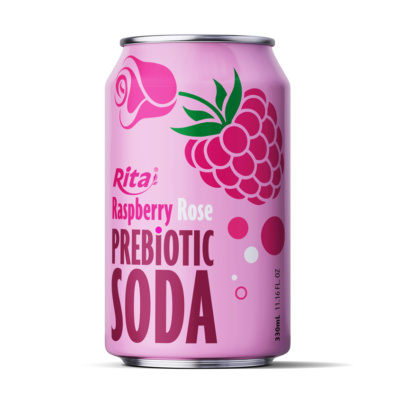Refresco Prebiótico de Frambuesa y Rosa 330 ml en Lata Corta