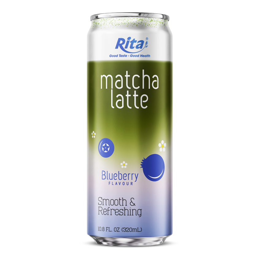 Lata elegante de Rita Matcha Latte con sabor a arándanos, 320 ml