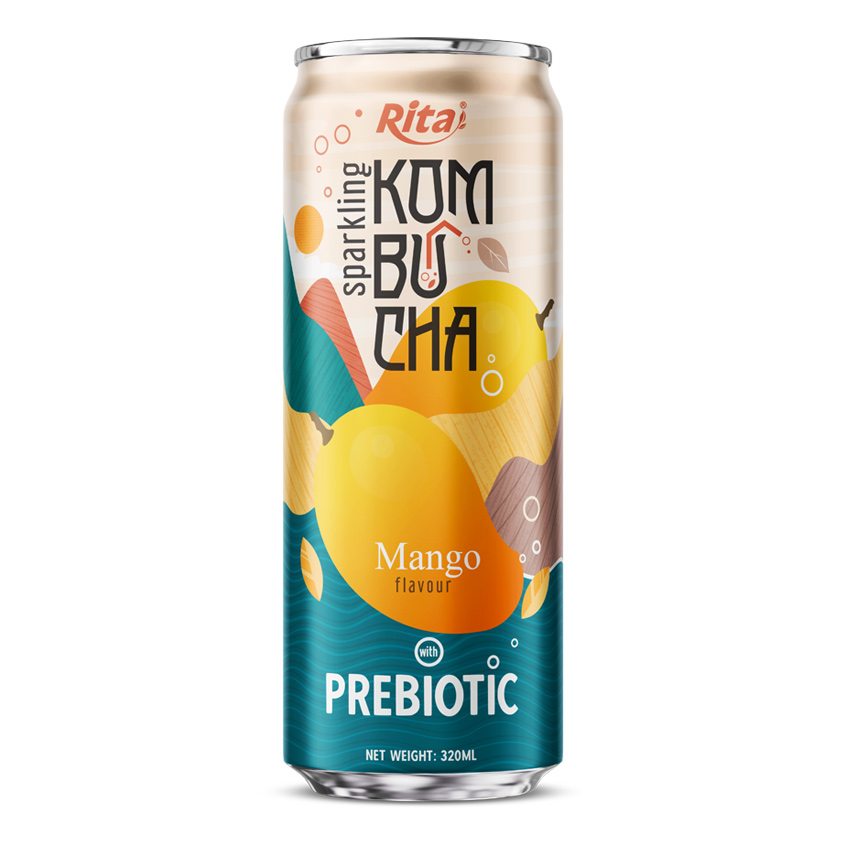 Rita Kombucha Espumosa con Sabor a Mango con Prebiótico – Lata de 320ml
