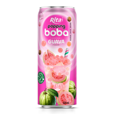 La mejor bebida enlatada de boba reventón con sabor a guayaba