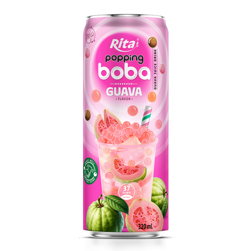 La mejor bebida enlatada de boba reventón con sabor a guayaba