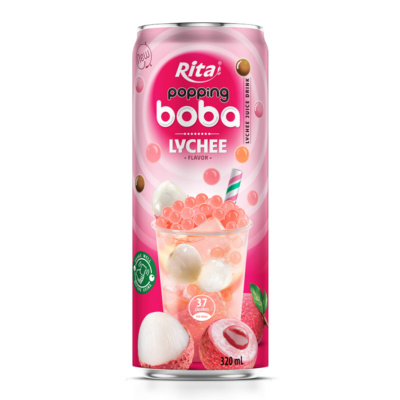 La mejor bebida en lata de boba reventón con sabor a lichi
