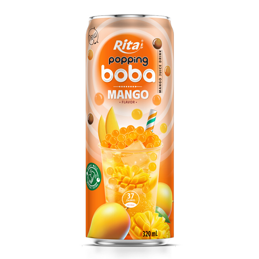 La mejor bebida en lata de boba reventona con sabor a mango