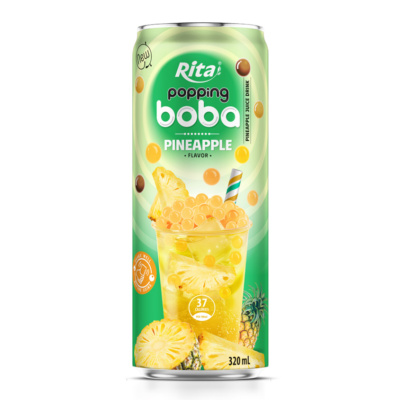 Bebida enlatada de boba reventona con sabor a piña