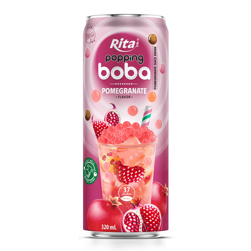La mejor bebida en lata de boba reventona con sabor a granada