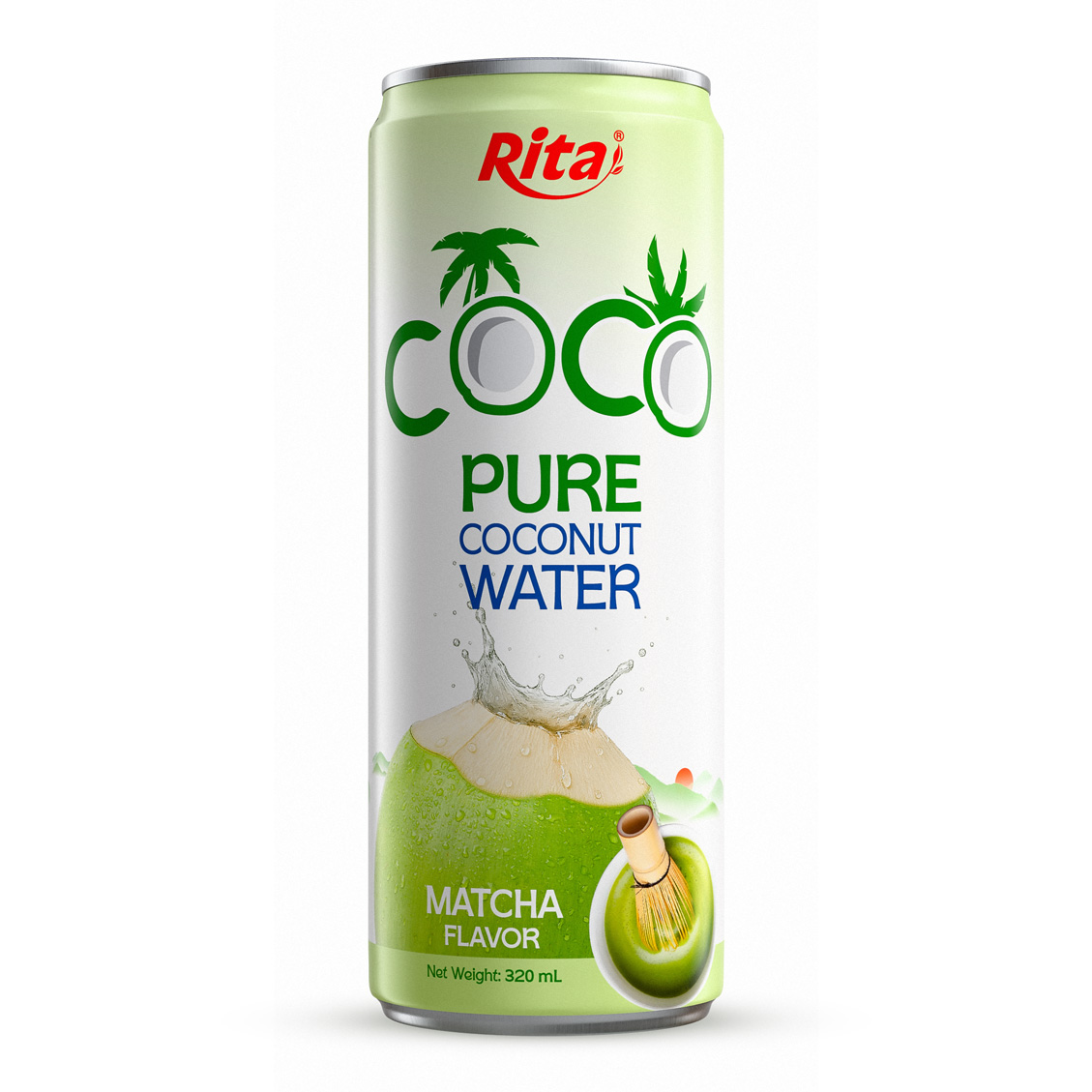 Agua de coco Rita sabor matcha (lata de 320 ml)