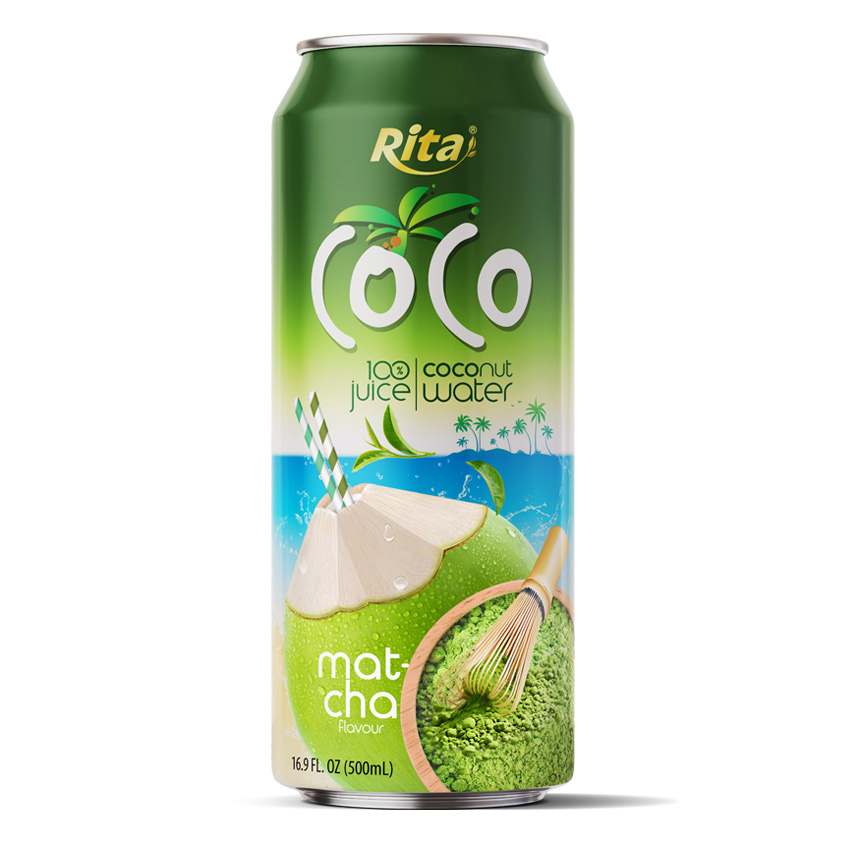 Agua de coco 100% sabor matcha Rita Coco, lata de 500 ml