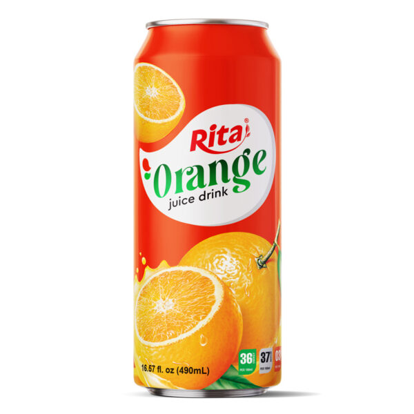 Lata de jugo de naranja de 490 ml con MOQ pequeño y nuevo embalaje