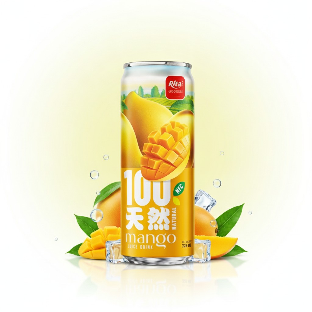 100 Natural Mango Juice Drink 325ml sleek can Poster 2