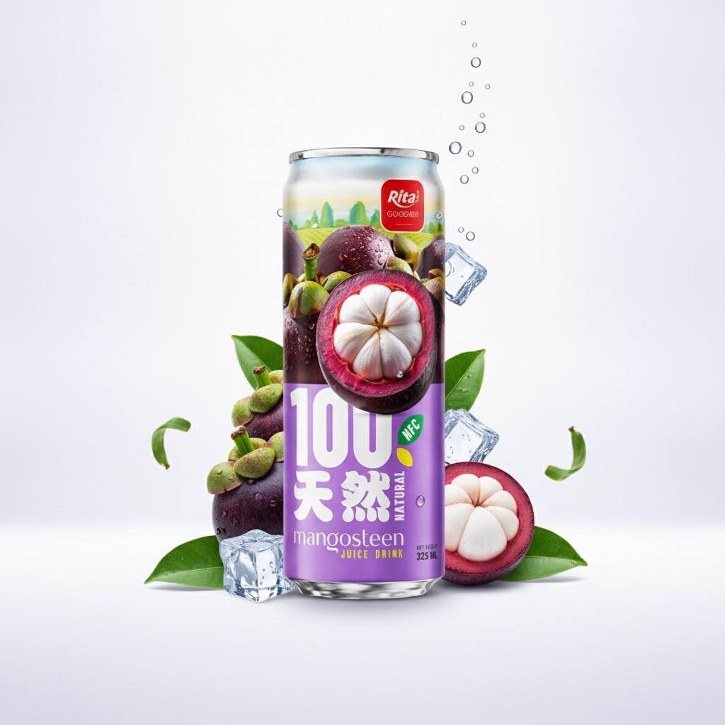 100 Natural Mangosteen Juice Drink 325ml sleek can Poster 2