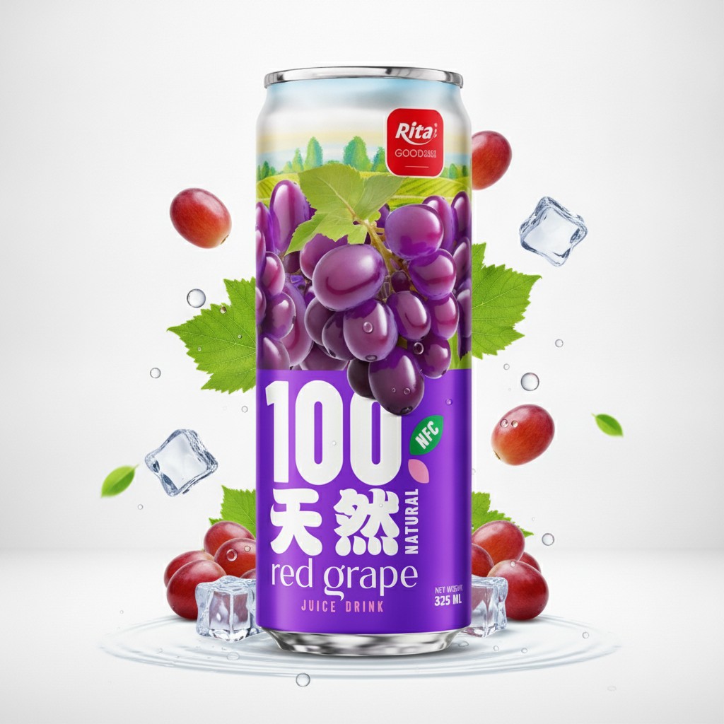 100 Natural Red Grape Juice Drink 325ml sleek can Poster 2