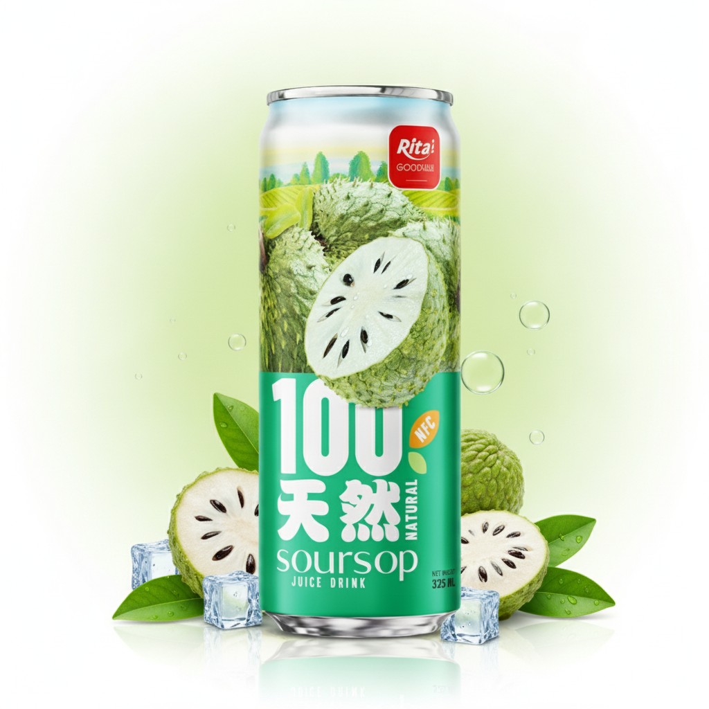 100 Natural Soursop Juice Drink 325ml sleek can Poster 2