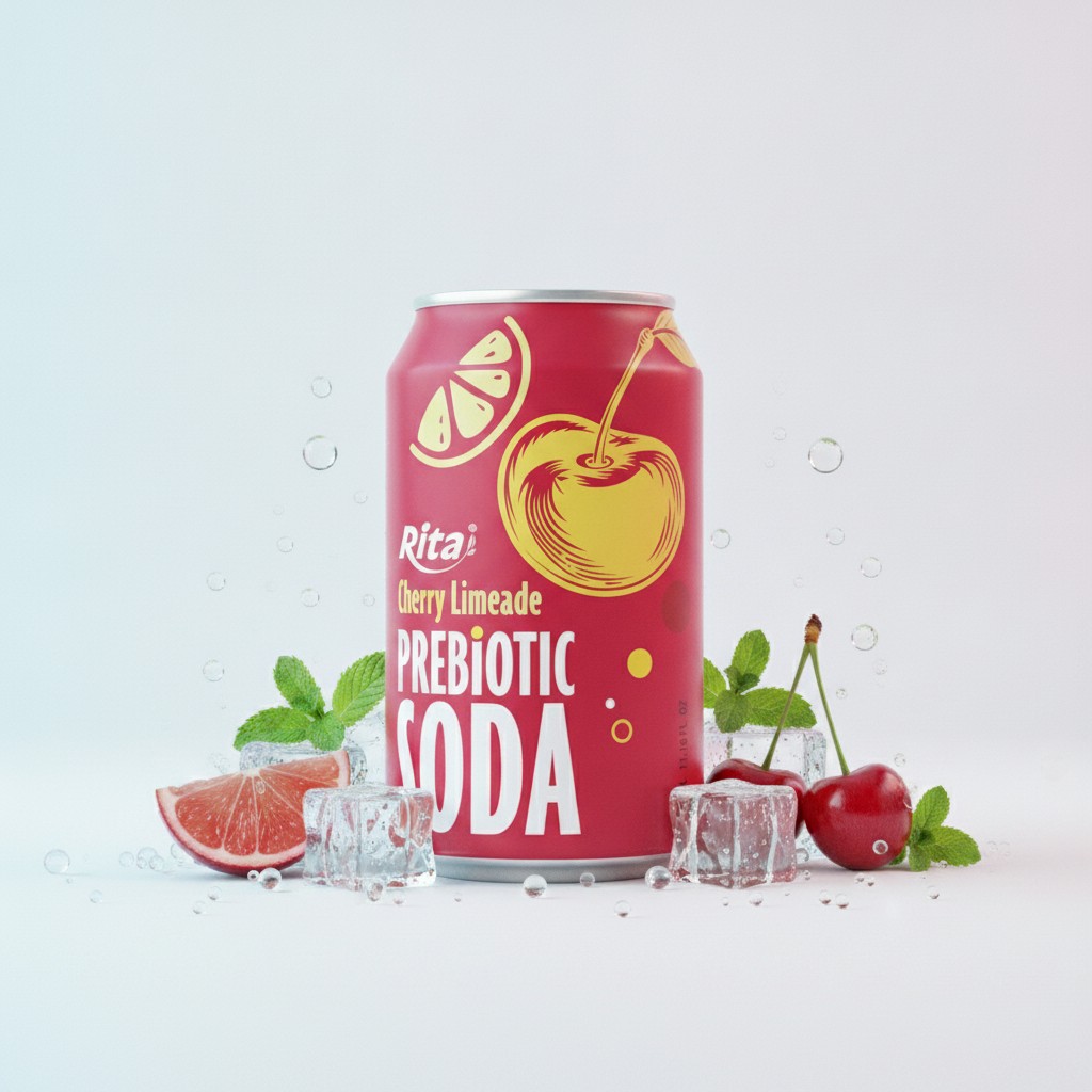Cherry Limeade Prebiotic Soda 330ml short can Poster 2