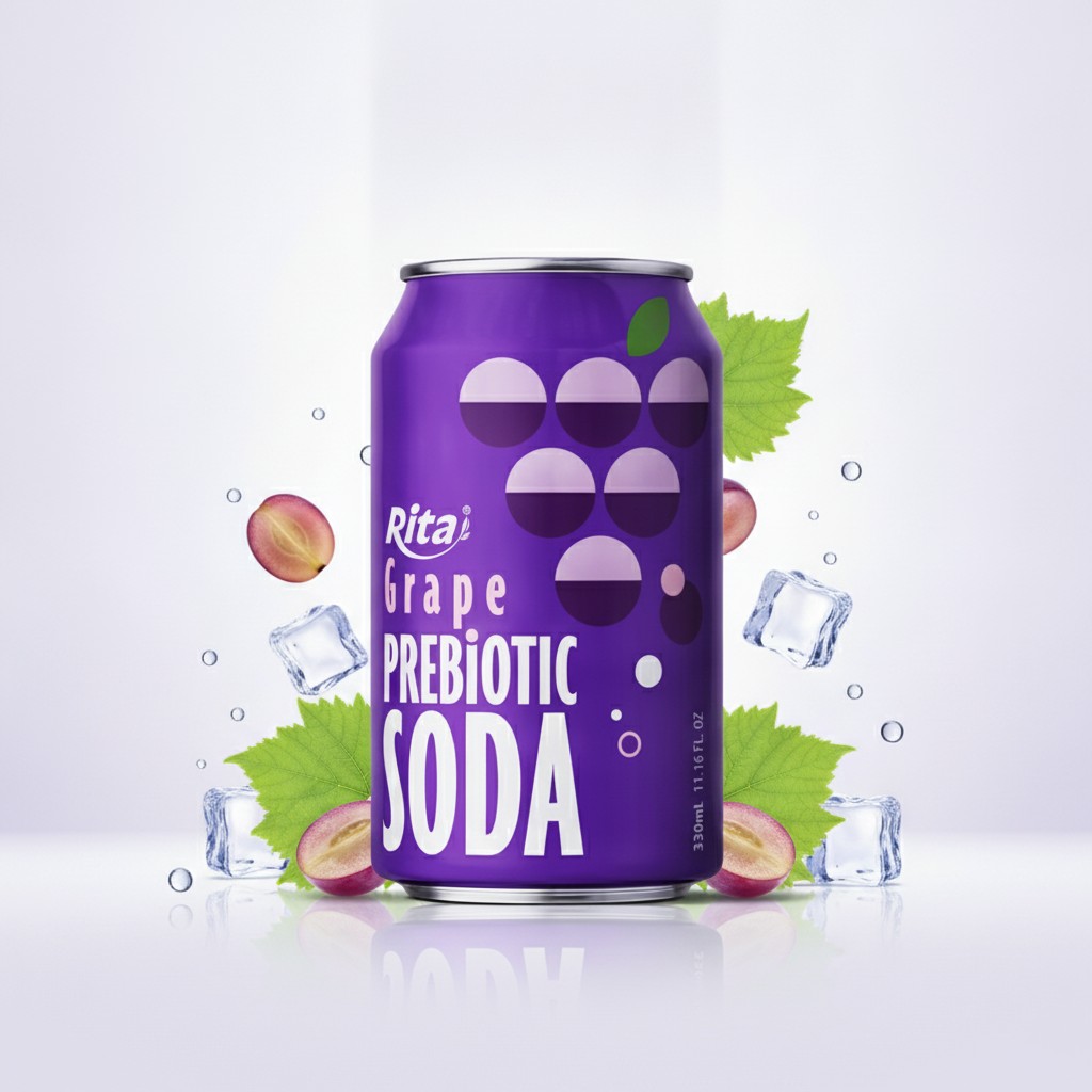 Grape Flavor Prebiotic Soda 330ml short can Poster 2