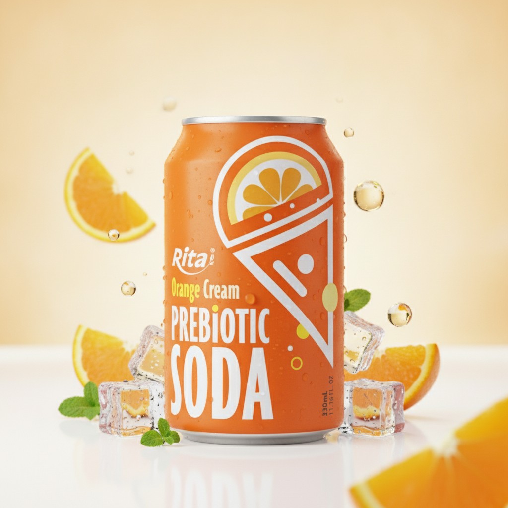 Orange Cream flavor Prebiotic Soda 330ml short can Poster 2