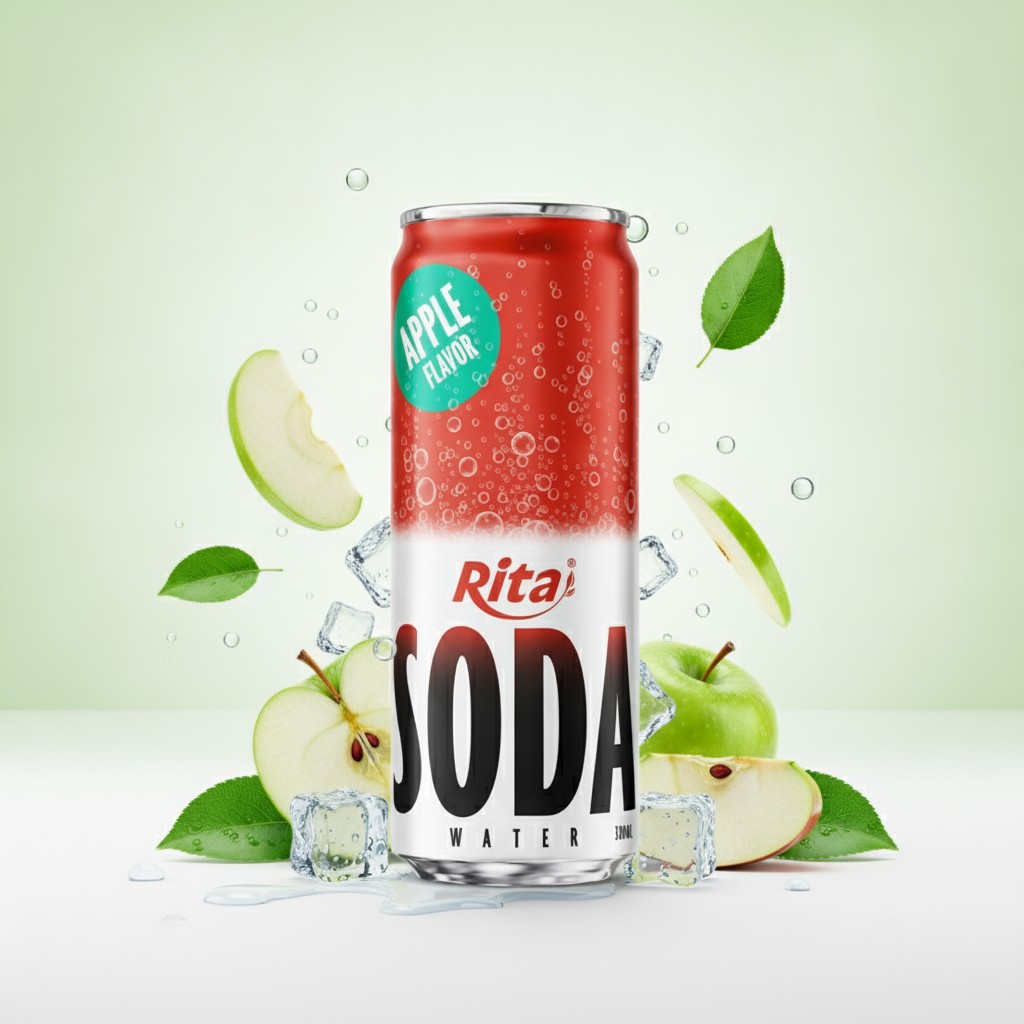 Sparkling Apple Soda Water Drink 320ml Can Poster 2