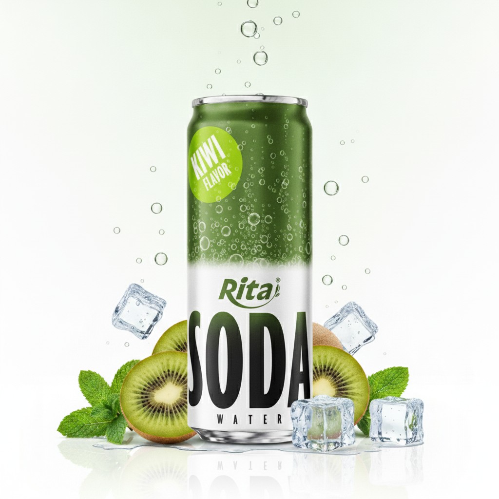 Sparkling Kiwi Soda Water Drink 320ml Can Poster 2